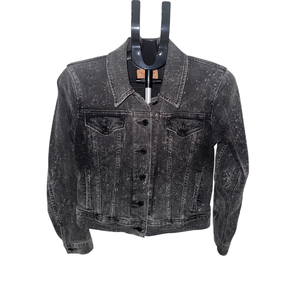 Levi's Black Acid Wash Trucker Jacket Premium Denim Grunge Y2K Streetwear